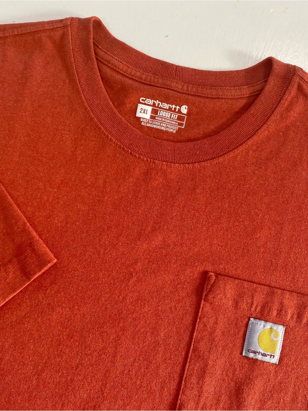 Carhartt Short-Sleeve Burnt Orange Pocket Tee in 2XL style K87-M Loose Fit